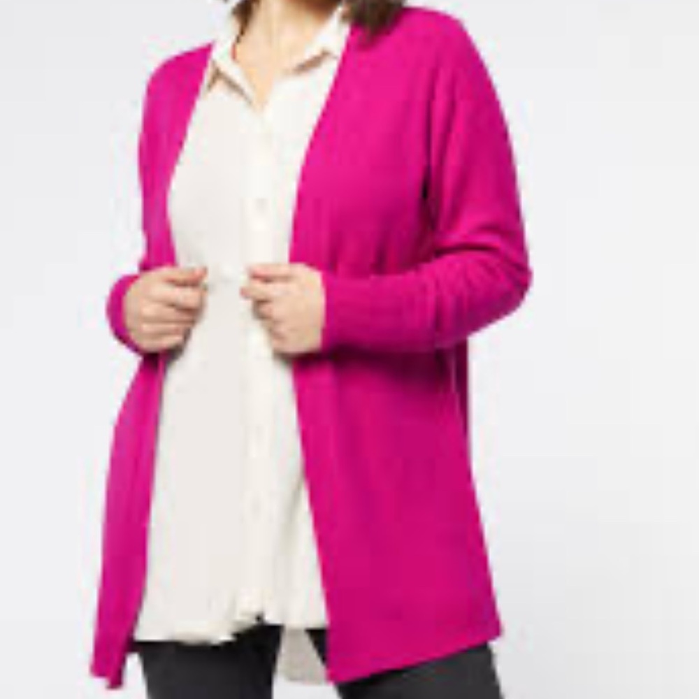 Charter Club Cardigan Womens M Medium Pink 2 Ply Cashmere Open Front Sweater